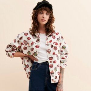 Wrangler White Printed Bomber Jacket